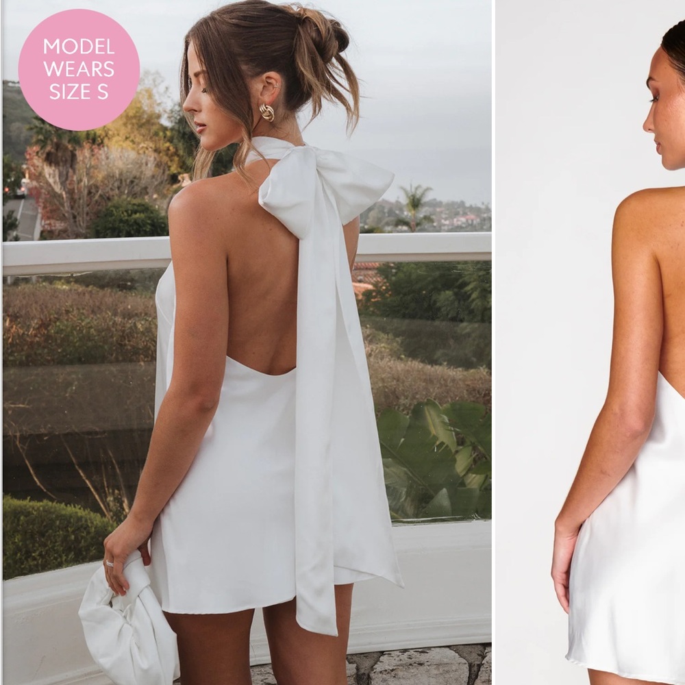 Show Me Your MuMu White Mini Halter Dress with Back Bow